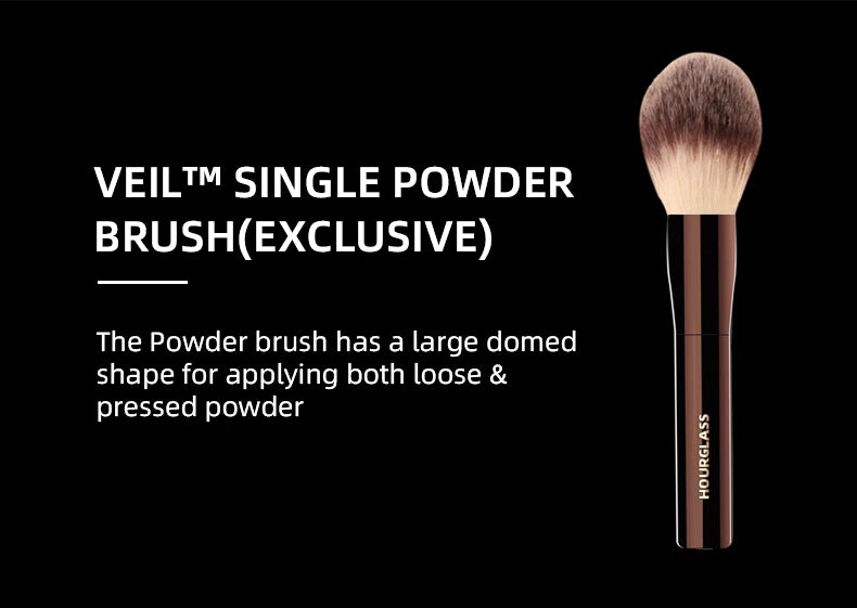 HOURGLASS Vegan Travel Brush Set – 7-Piece Face & Eye Makeup Brush Kit with Pouch | Luxury Gift Box Packaging