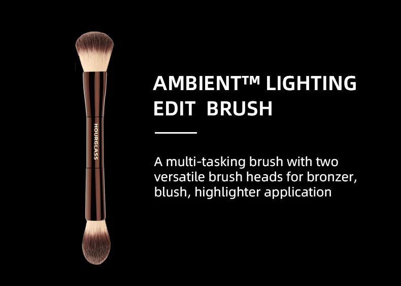 HOURGLASS Vegan Travel Brush Set – 7-Piece Face & Eye Makeup Brush Kit with Pouch | Luxury Gift Box Packaging