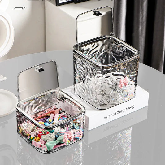 Acrylic Hair Accessories Organizer - Clear Storage Box with Lid