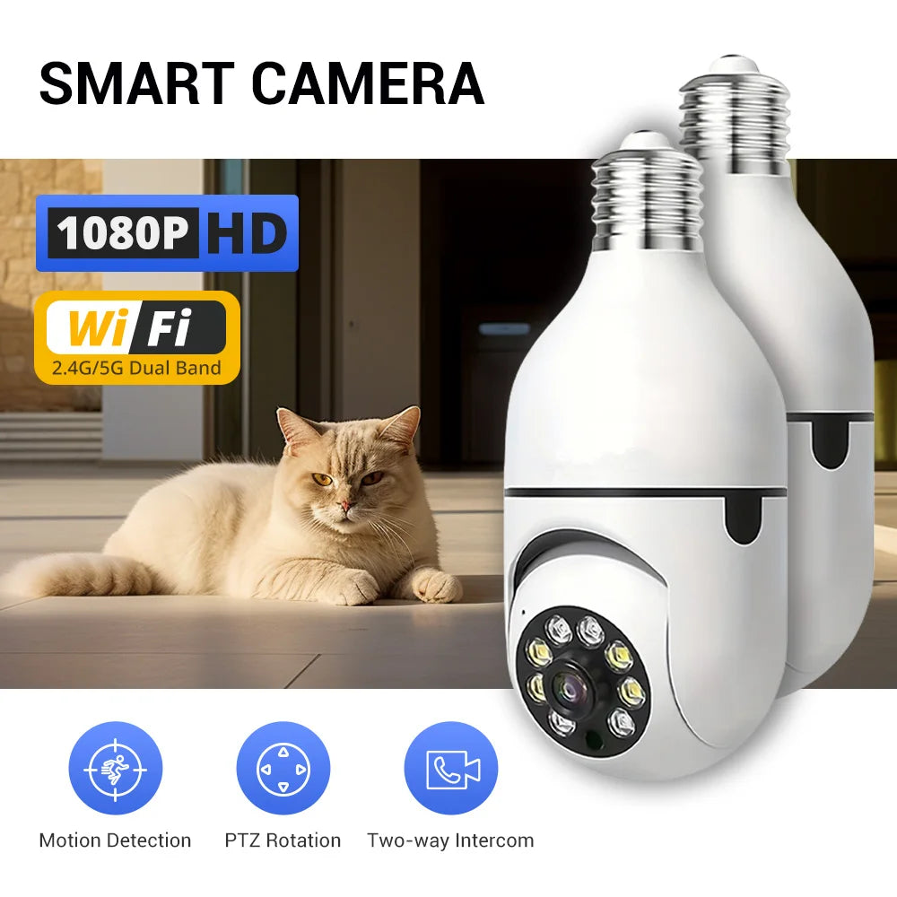 BoyKeep D115 360° WiFi Security Camera – E27 Bulb Socket, 5GHz, Indoor & Outdoor