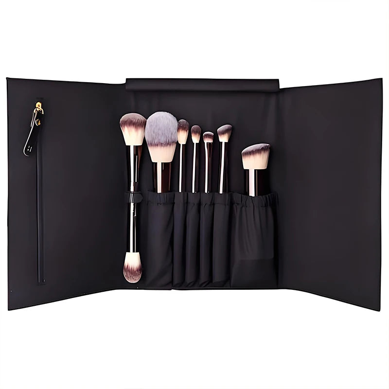 HOURGLASS Vegan Travel Brush Set – 7-Piece Face & Eye Makeup Brush Kit with Pouch | Luxury Gift Box Packaging