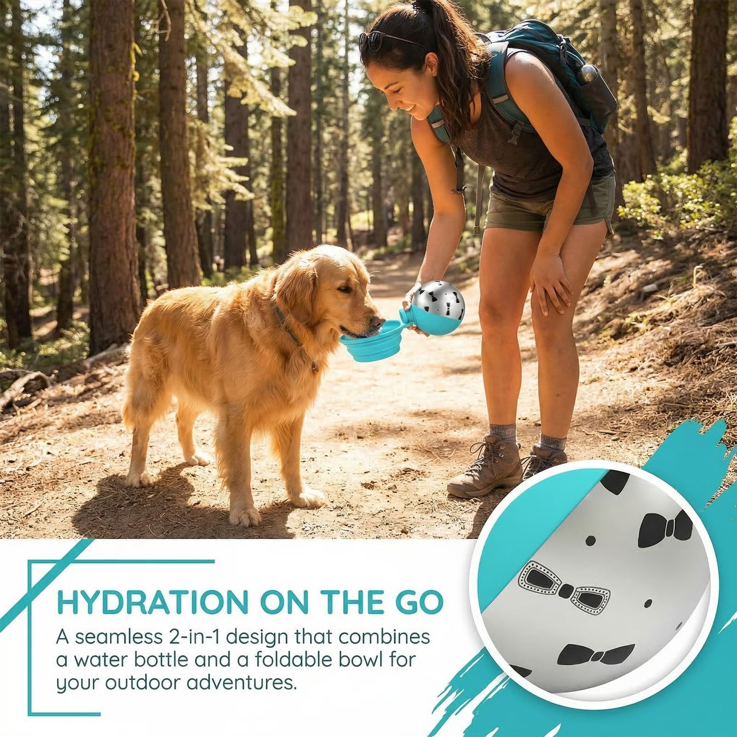Stainless Steel Dog Water Bottle 285ml | Leak-Proof & Foldable