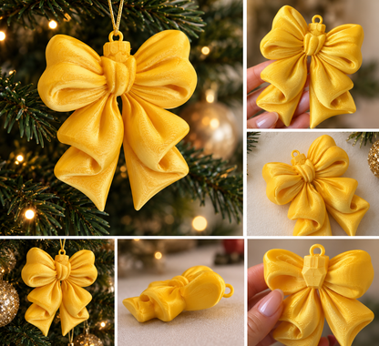 Set of 5 Christmas Bow Tree Ornaments