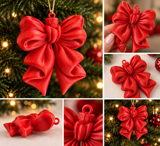 Set of 5 Christmas Bow Tree Ornaments