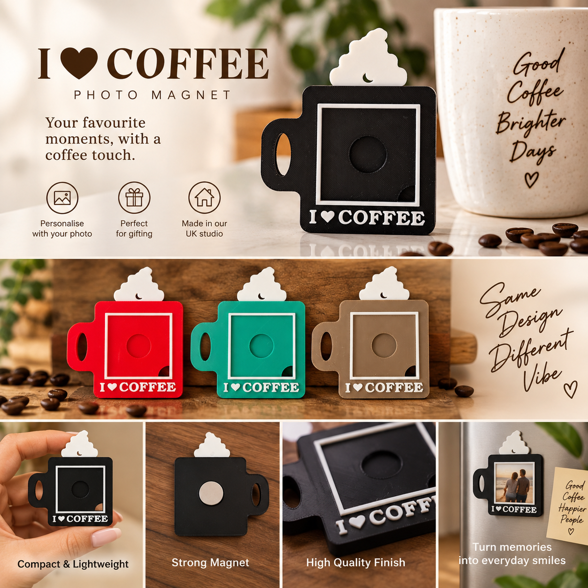Personalised 3D Coffee Photo Magnet – I Love Coffee
