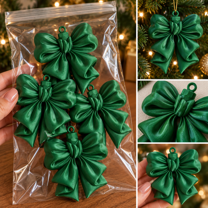 Set of 5 Christmas Bow Tree Ornaments