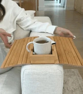 Bamboo Couch Cup Holder Tray