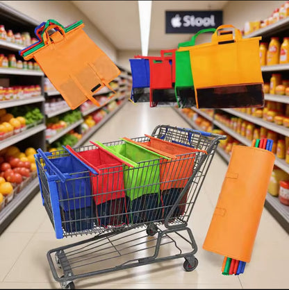 Reusable Shopping Bags 4-Pack - Extra Large Foldable Grocery Totes