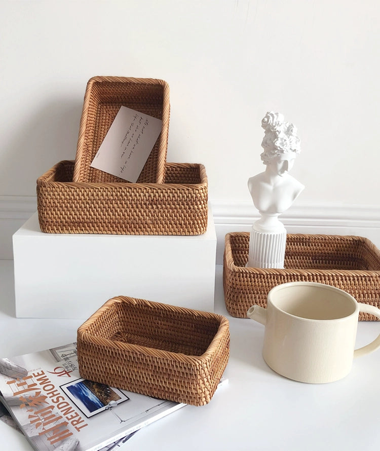 Hand-Woven Rattan Storage Basket
