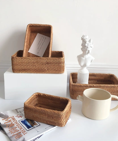 Hand-Woven Rattan Storage Basket