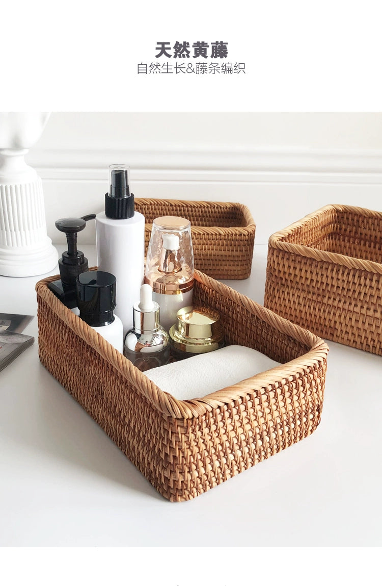 Hand-Woven Rattan Storage Basket