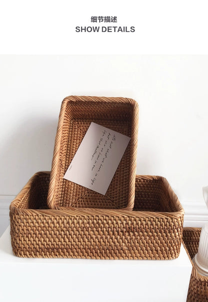 Hand-Woven Rattan Storage Basket