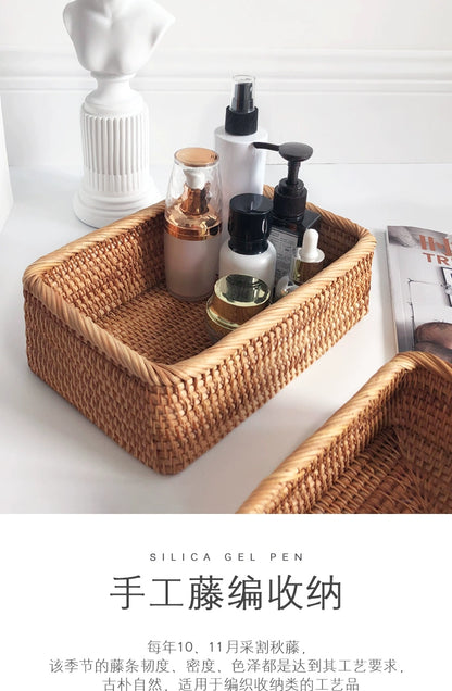Hand-Woven Rattan Storage Basket