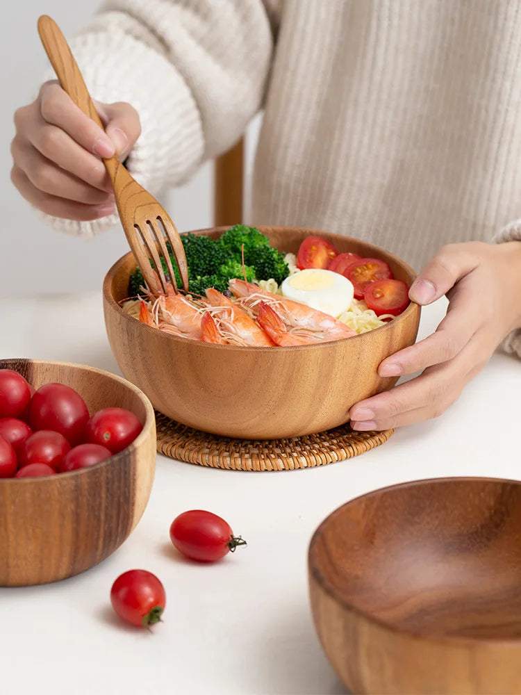 Japanese-Style Acacia Wooden Bowl