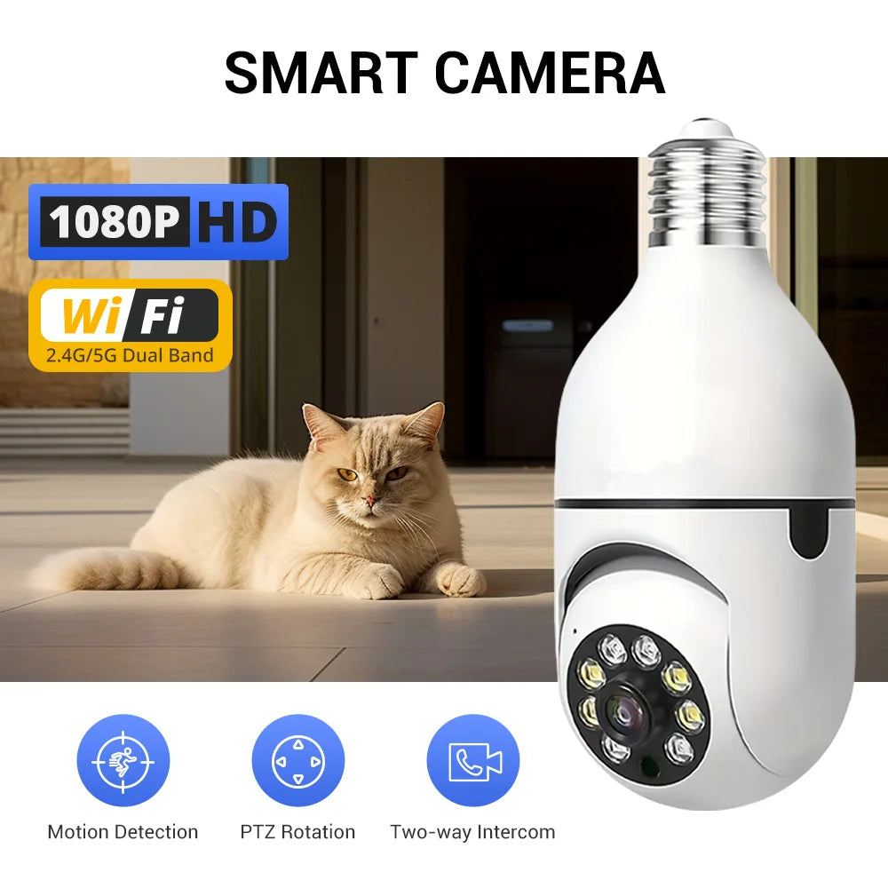BoyKeep D115 360° WiFi Security Camera – E27 Bulb Socket, 5GHz, Indoor & Outdoor
