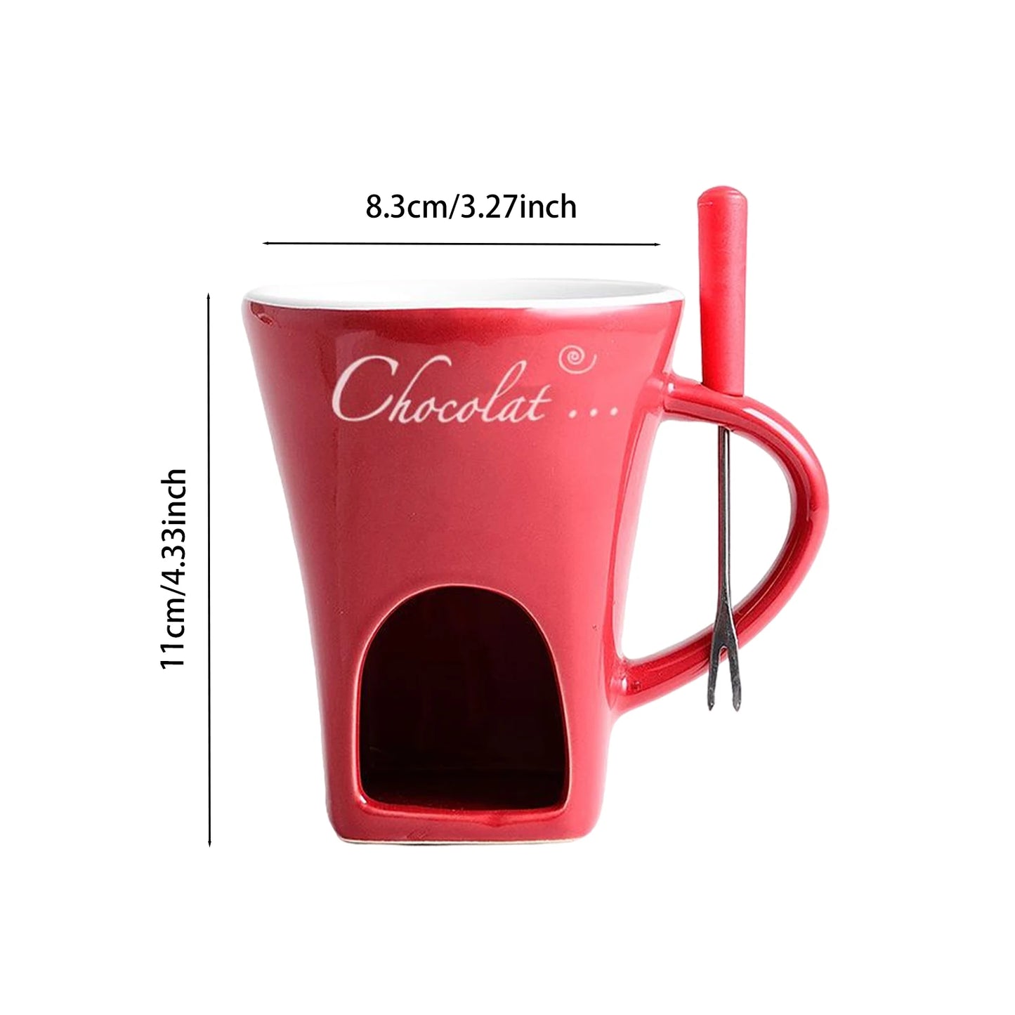 Mini Fondue Mug Set - Chocolate Melting Pot with Candle Warmer