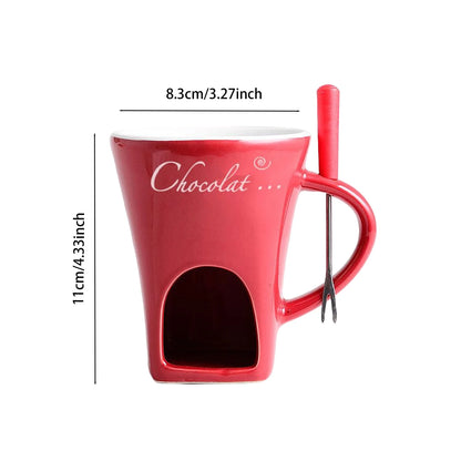 Mini Fondue Mug Set - Chocolate Melting Pot with Candle Warmer