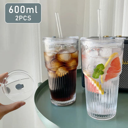 2PCS 600ml Stripe Glass