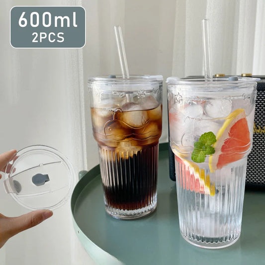2PCS 600ml Stripe Glass