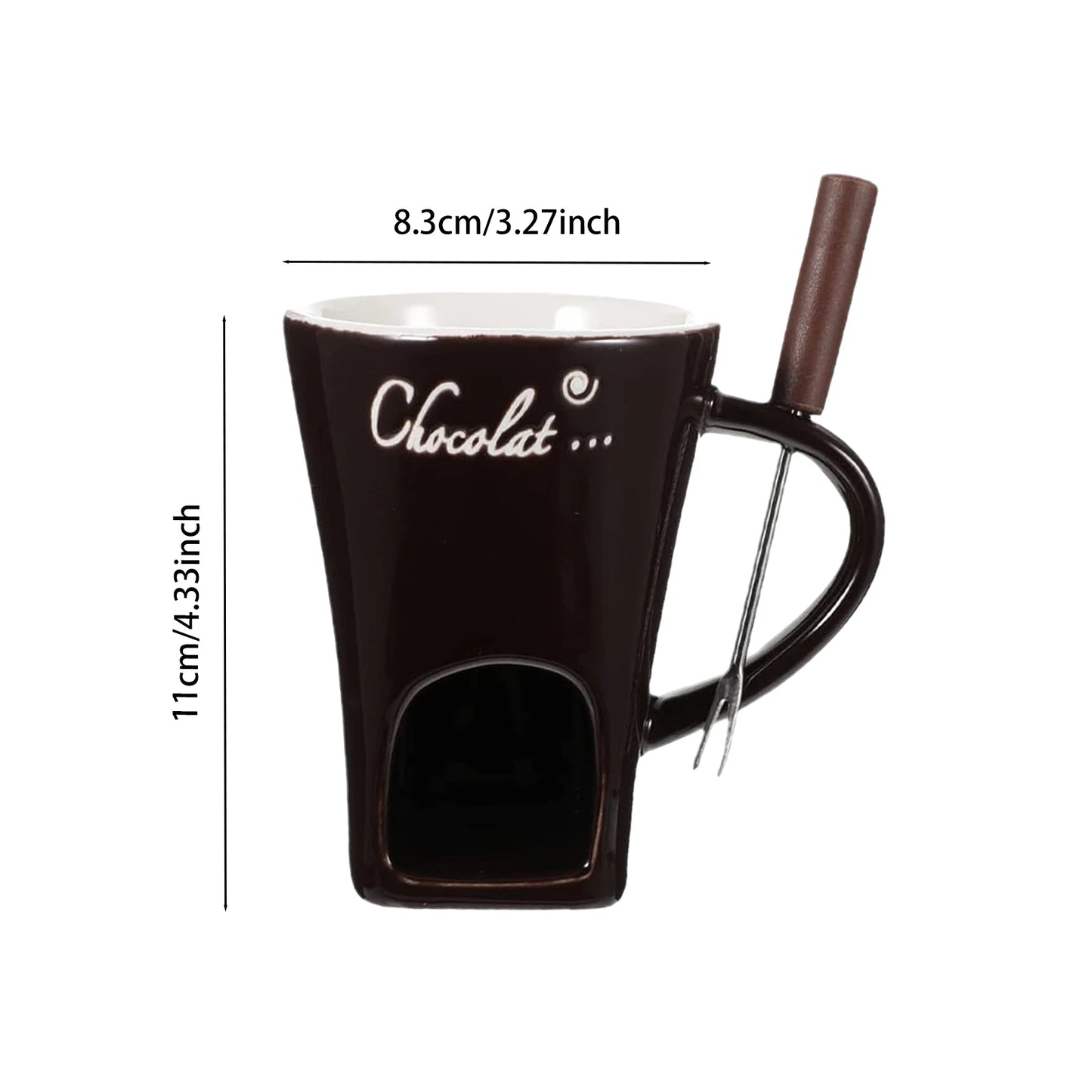 Mini Fondue Mug Set - Chocolate Melting Pot with Candle Warmer