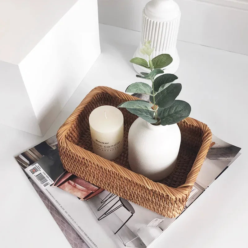 Hand-Woven Rattan Storage Basket