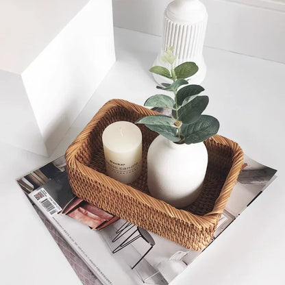 Hand-Woven Rattan Storage Basket