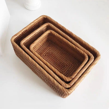 Hand-Woven Rattan Storage Basket