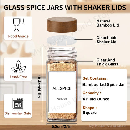 Bamboo covered glass spice jar set.