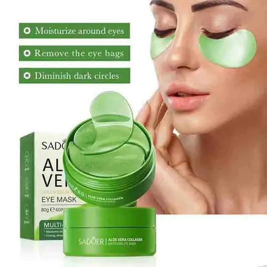 60pcs Aloe Vera Collagen Eye Mask – Anti-Dark Circles, Anti-Wrinkle & Hydrating Patches