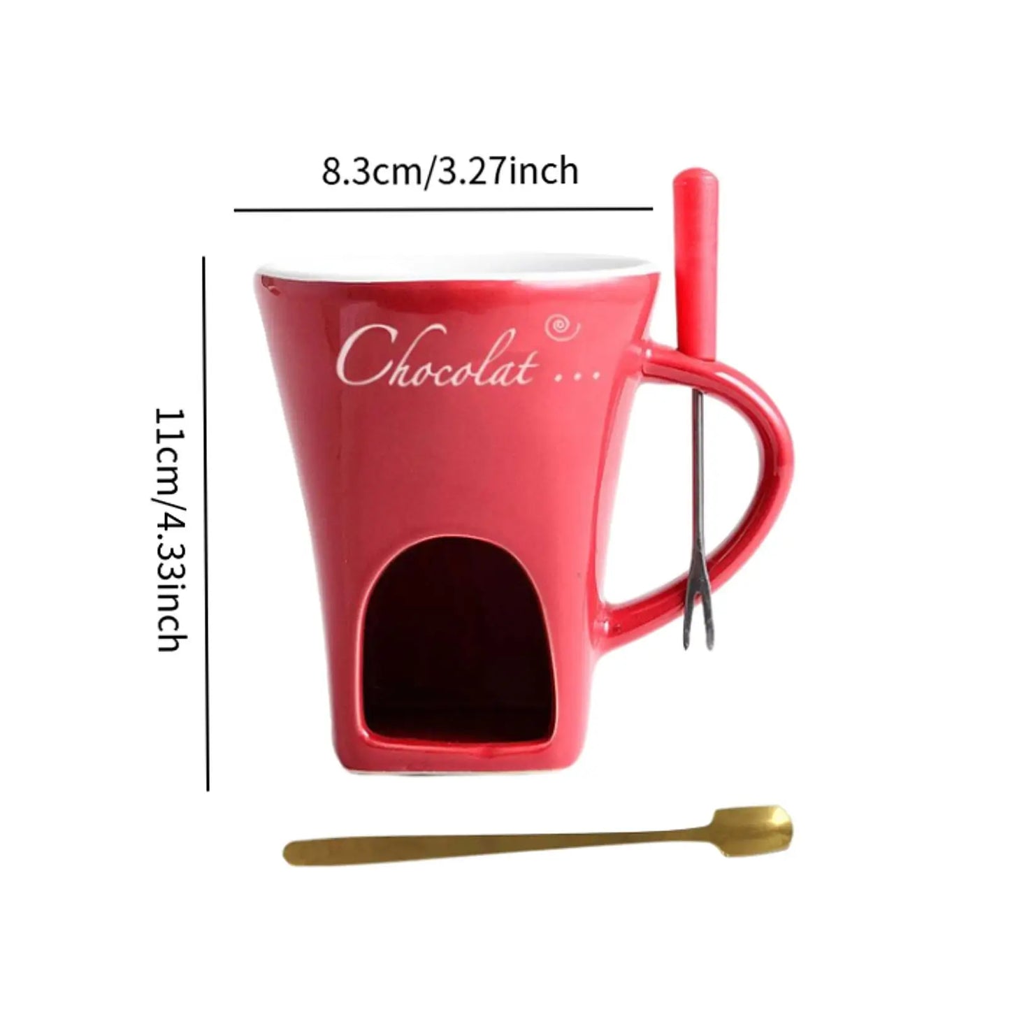 Mini Fondue Mug Set - Chocolate Melting Pot with Candle Warmer