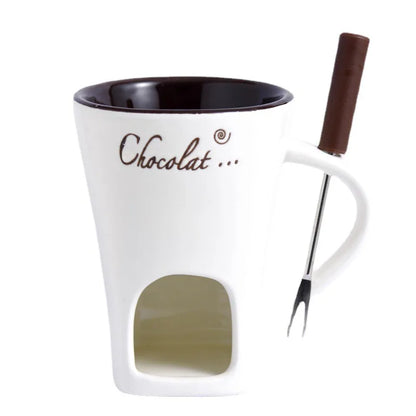 Mini Fondue Mug Set - Chocolate Melting Pot with Candle Warmer