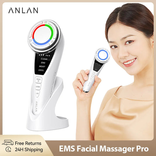 ANLAN EMS Facial Massager Pro – Face Lifting & Skin Rejuvenation Device with Hot & Cold Compress | Deep Facial Cleansing Tool