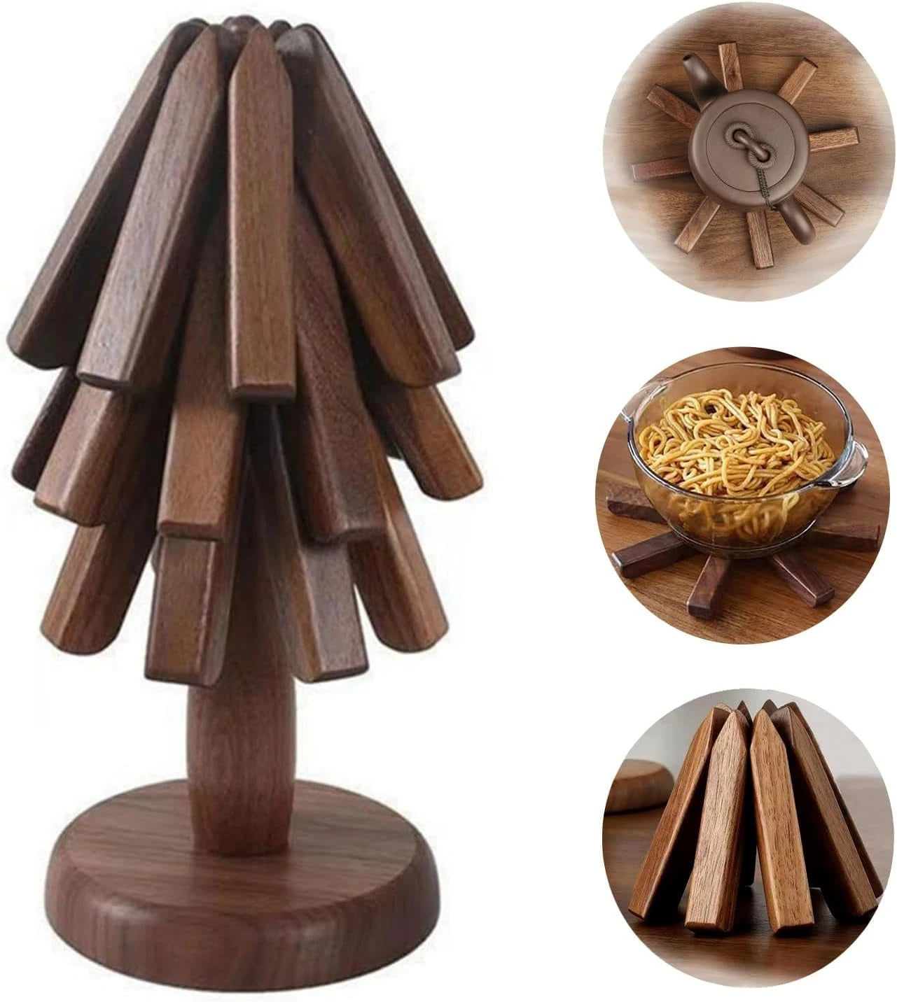 Luxury Black Walnut Folding Wooden Trivet Set