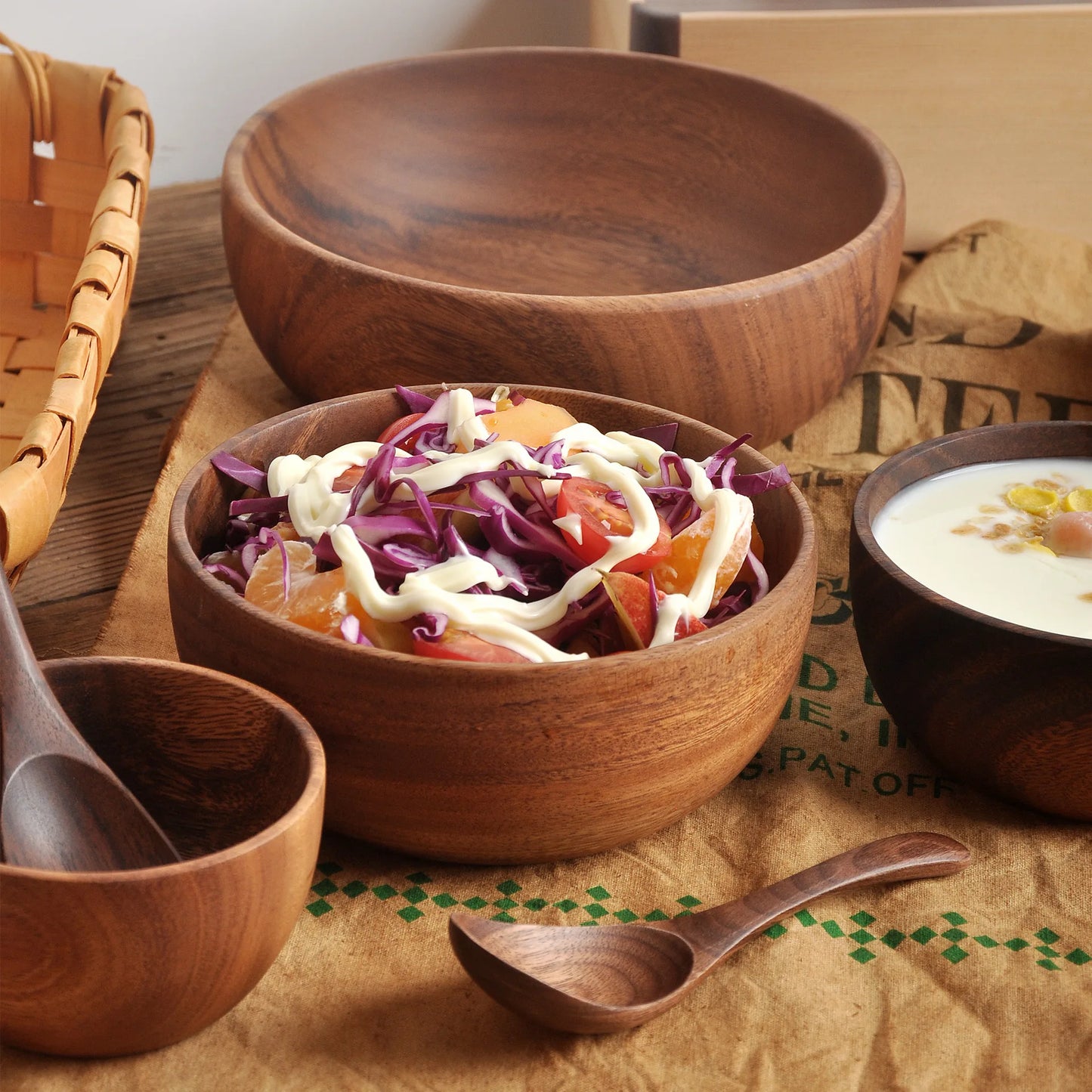 Japanese-Style Acacia Wooden Bowl