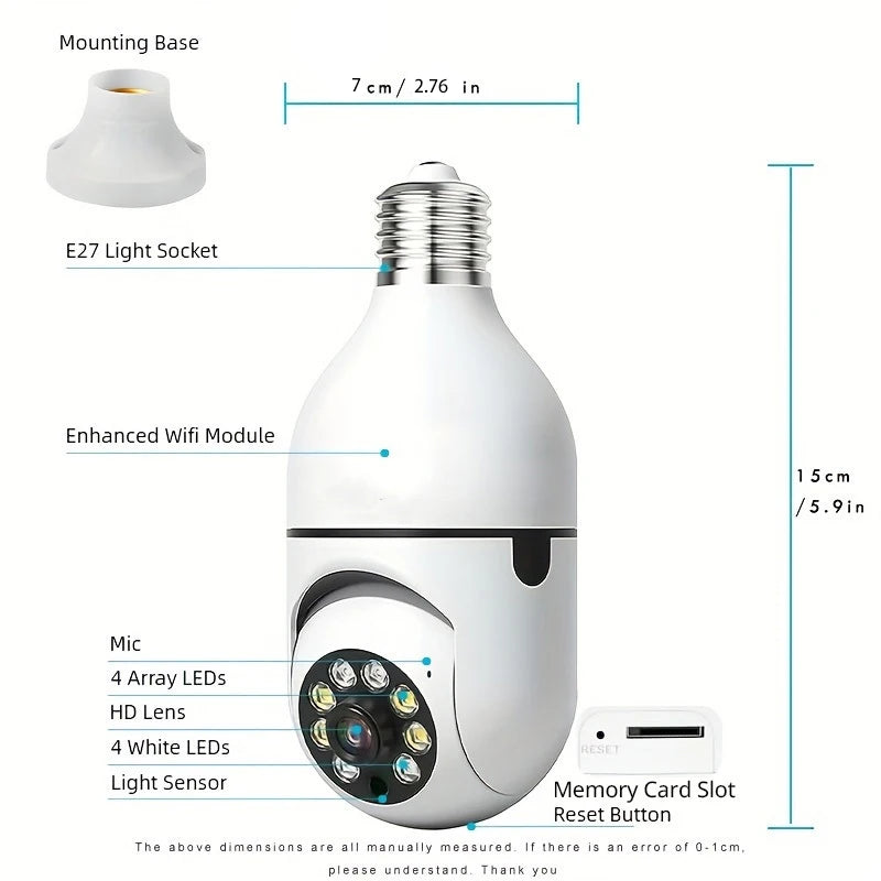 BoyKeep D115 360° WiFi Security Camera – E27 Bulb Socket, 5GHz, Indoor & Outdoor