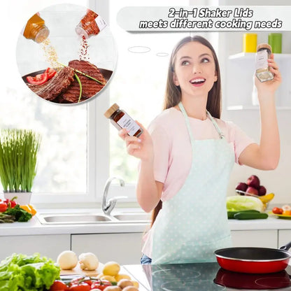 Bamboo covered glass spice jar set.