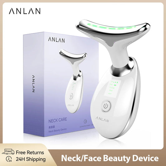ANLAN EMS Neck & Face Beauty Device – LED Light Therapy, Skin Tightening & Double Chin Reducer | Skincare Lifting Tool