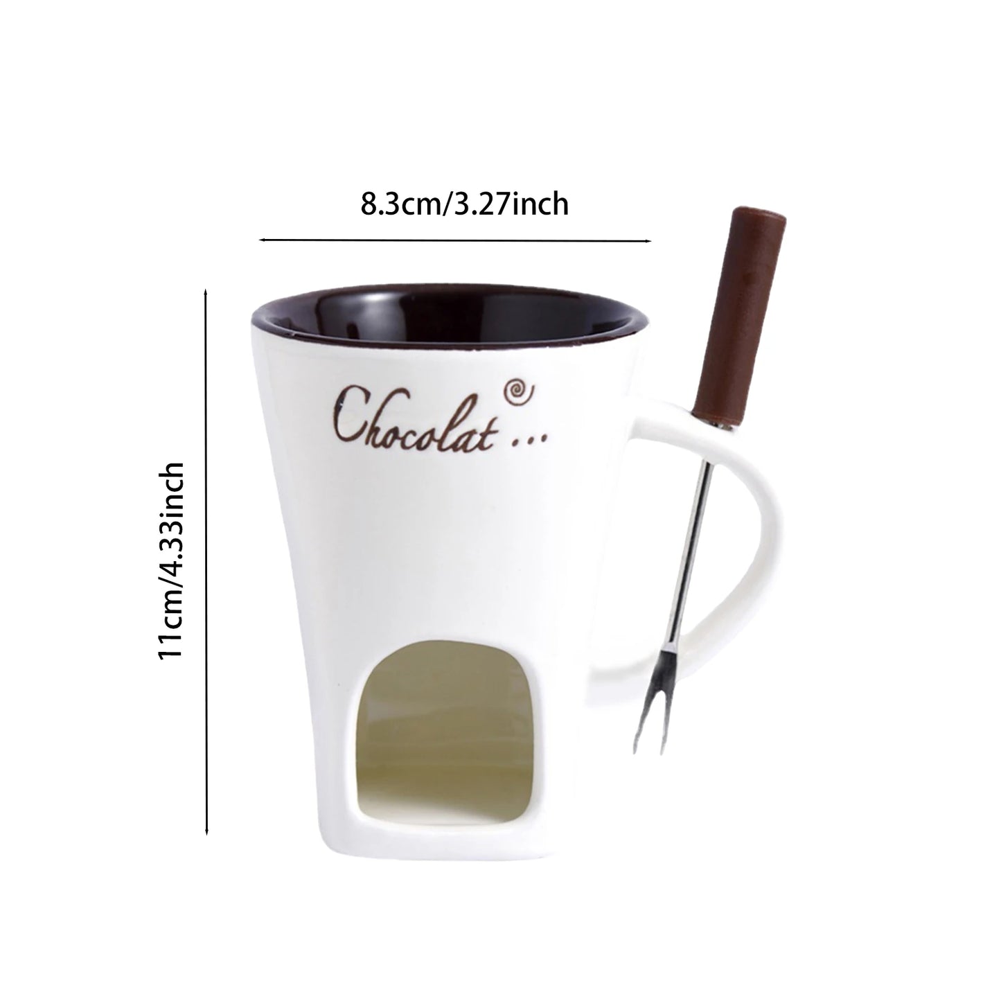 Mini Fondue Mug Set - Chocolate Melting Pot with Candle Warmer