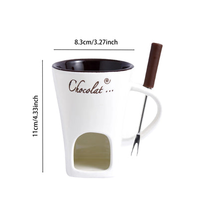 Mini Fondue Mug Set - Chocolate Melting Pot with Candle Warmer