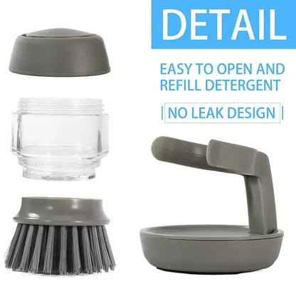 2-in-1 Soap Dispensing Dish Brush with Holder & Drip Tray