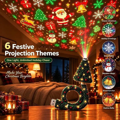 USB Christmas Tree Projector Light with 6 Festive Patterns