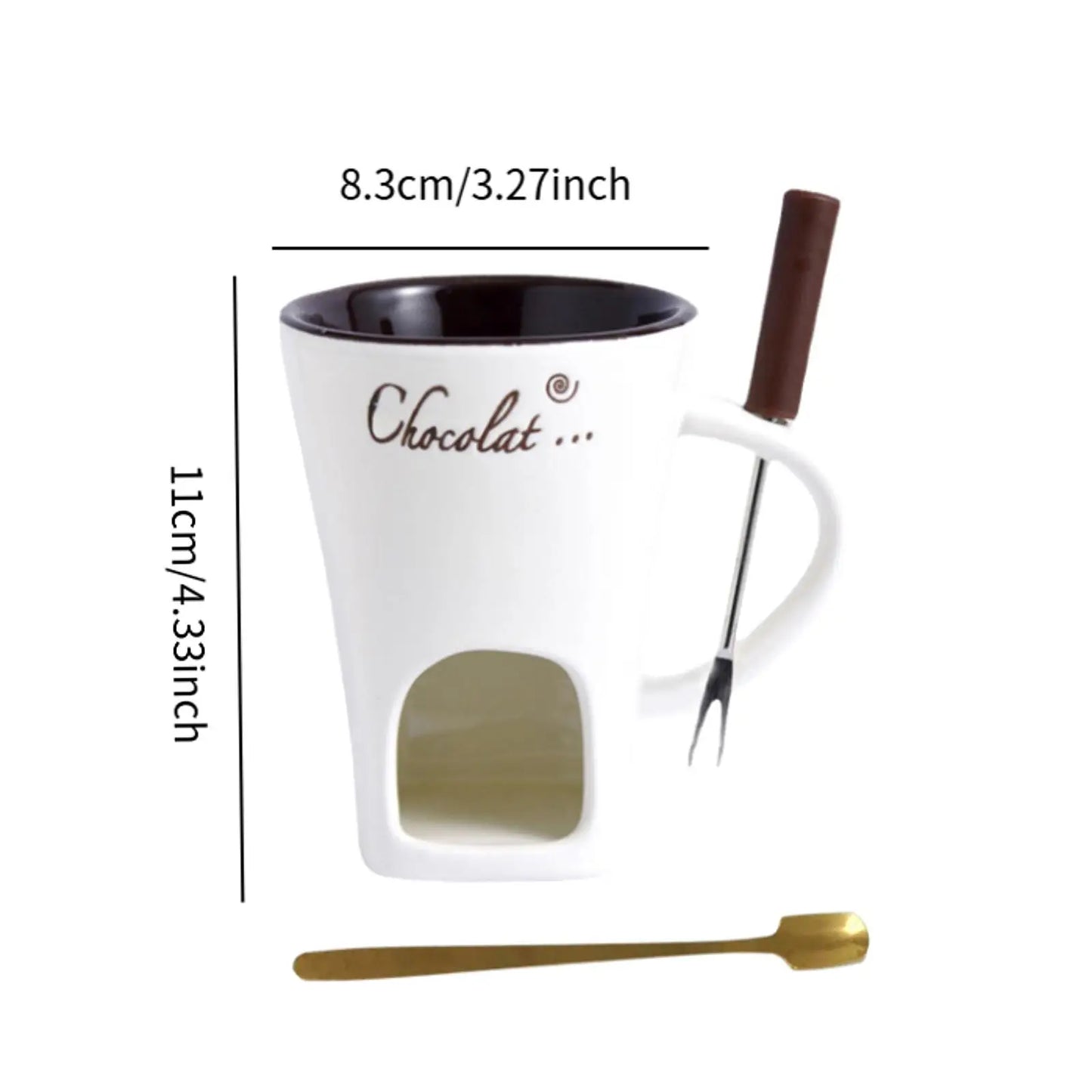 Mini Fondue Mug Set - Chocolate Melting Pot with Candle Warmer