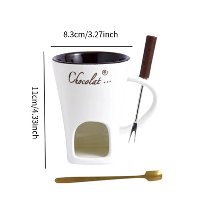 Mini Fondue Mug Set - Chocolate Melting Pot with Candle Warmer