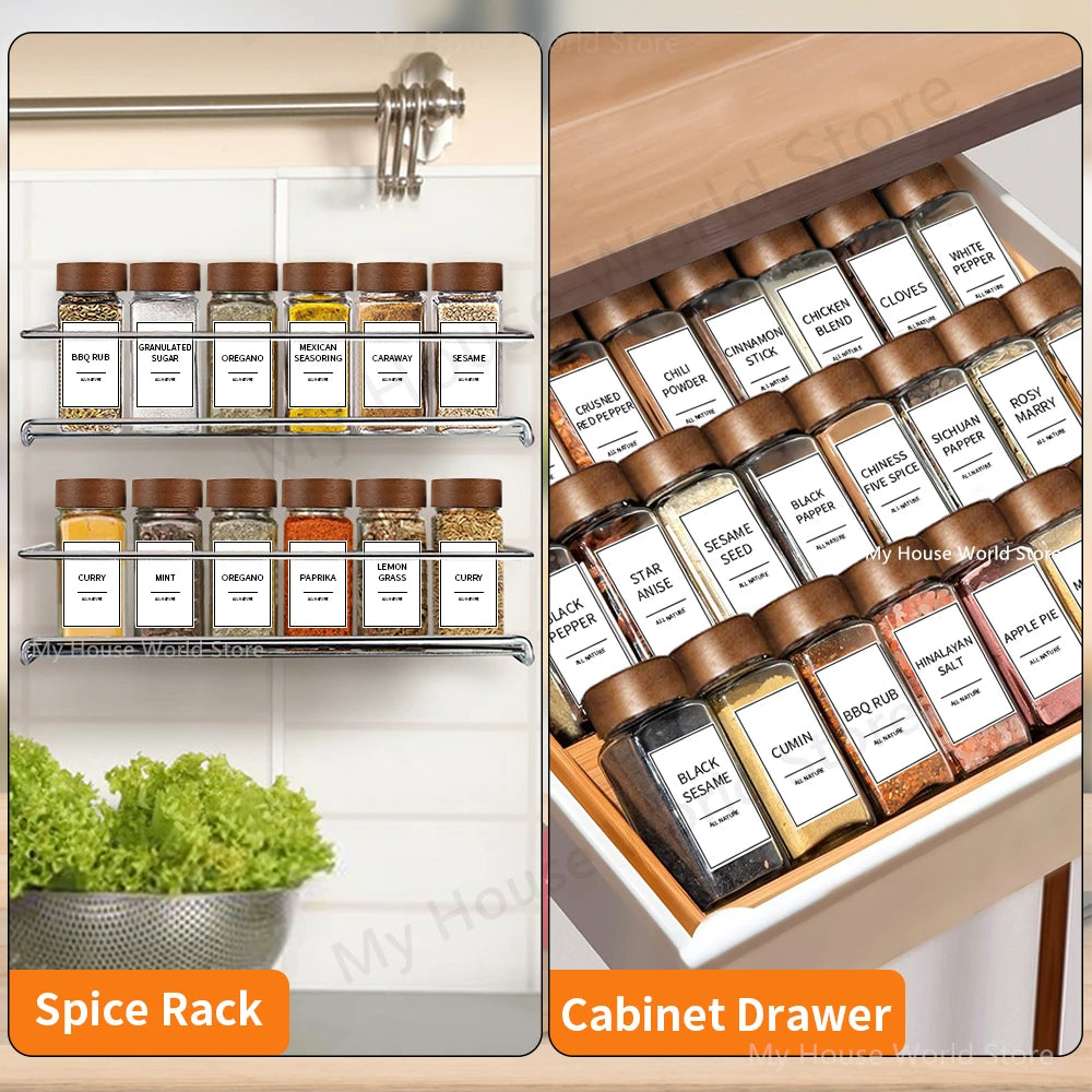 Rubi Label Glass Spice Jar Set 13-Piece - Bamboo Lids, Labels & Funnel | The Rubi Edit