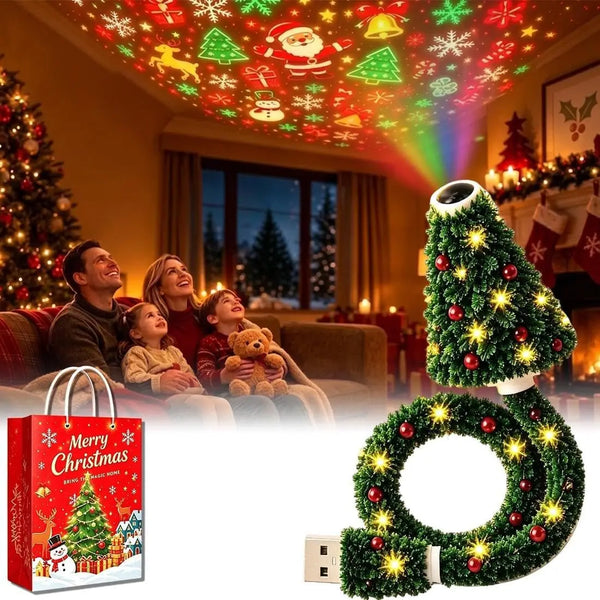 USB Christmas Tree Projector Light with 6 Festive Patterns