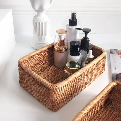Hand-Woven Rattan Storage Basket