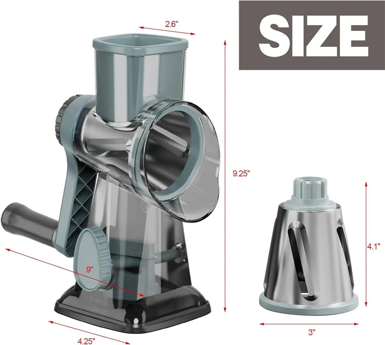 Rotary Food Slicer & Grinder – 3-in-1