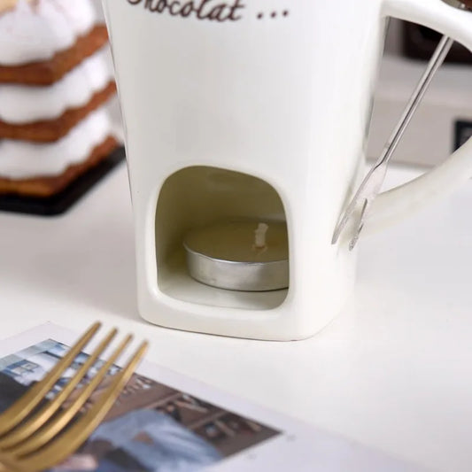 Mini Fondue Mug Set - Chocolate Melting Pot with Candle Warmer