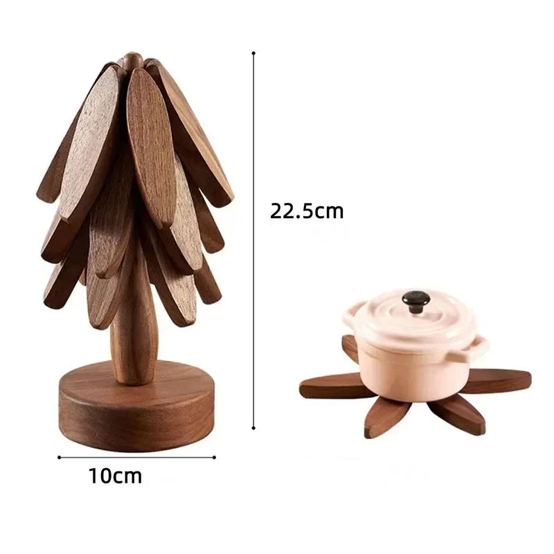 Luxury Black Walnut Folding Wooden Trivet Set