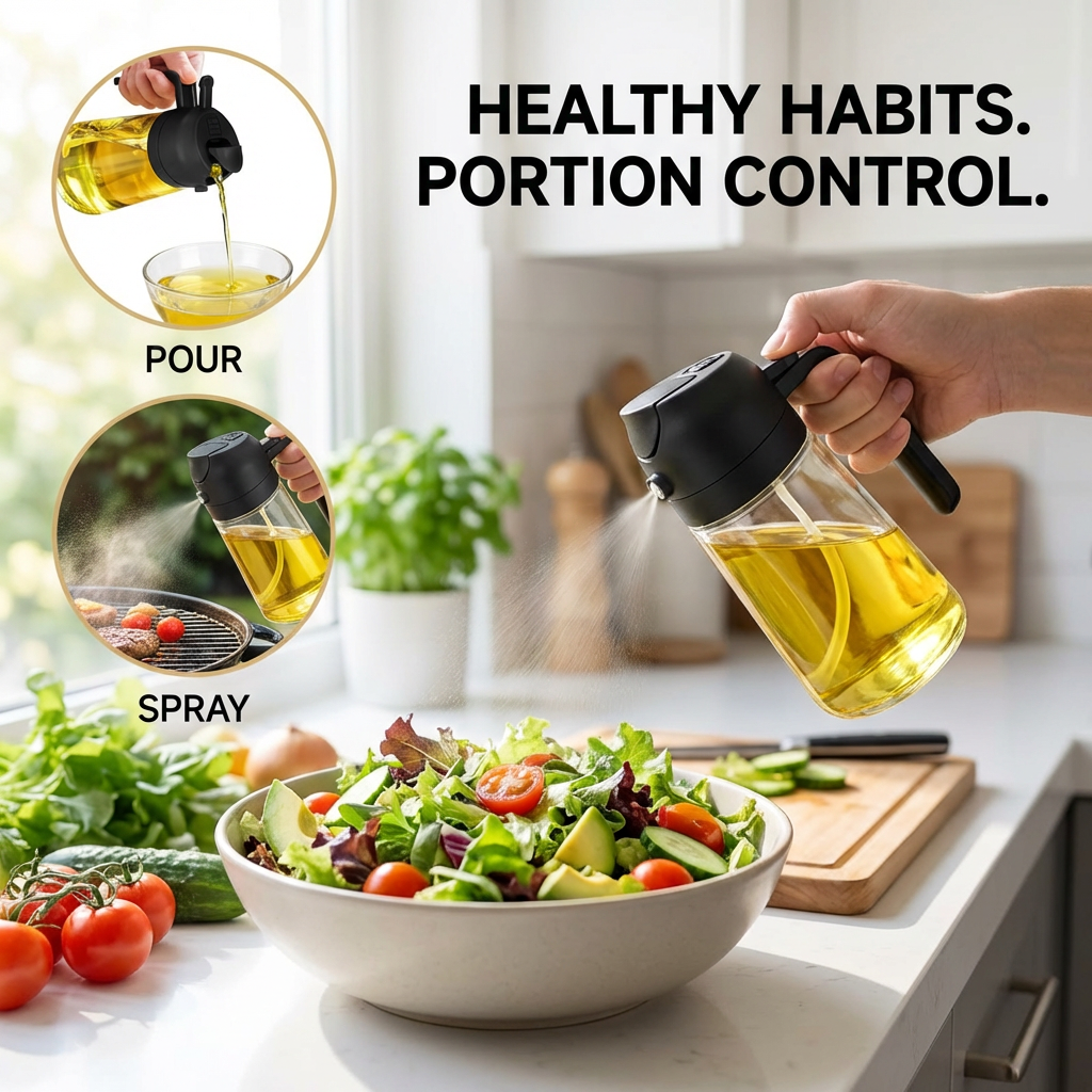 Smart 2-in-1 Glass Oil Sprayer & Dispenser